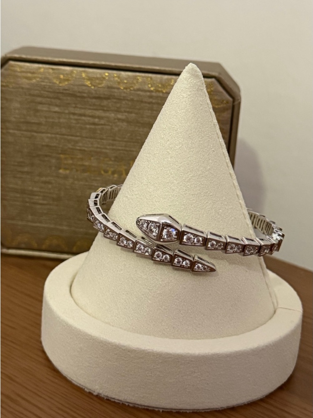 White Gold Serpenti Diamond Coil Bracelet - Silver - Picture 3 of 8
